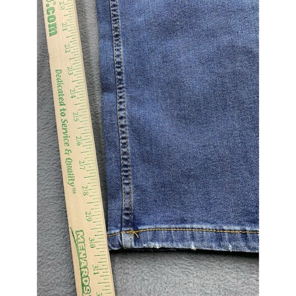 Free Planet Denim Jeans Mens 32X32 Blue Destroyed Distressed Stretch Slim Fit - Picture 6 of 16